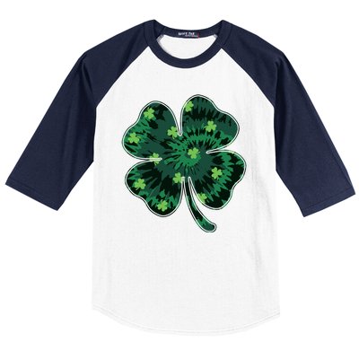 Cute St Patricks Day Tie Dye Shamrock Clover Baseball Sleeve Shirt