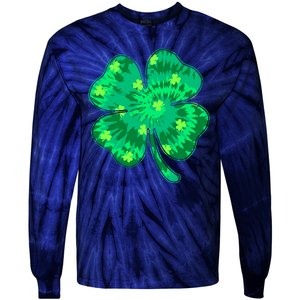 Cute St Patricks Day Tie Dye Shamrock Clover Tie-Dye Long Sleeve Shirt