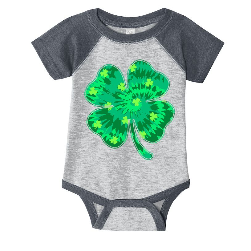 Cute St Patricks Day Tie Dye Shamrock Clover Infant Baby Jersey Bodysuit