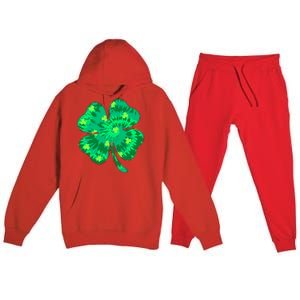 Cute St Patricks Day Tie Dye Shamrock Clover Premium Hooded Sweatsuit Set