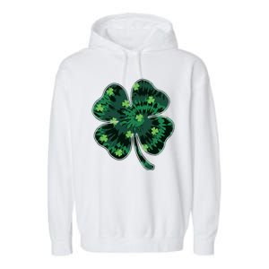 Cute St Patricks Day Tie Dye Shamrock Clover Garment-Dyed Fleece Hoodie