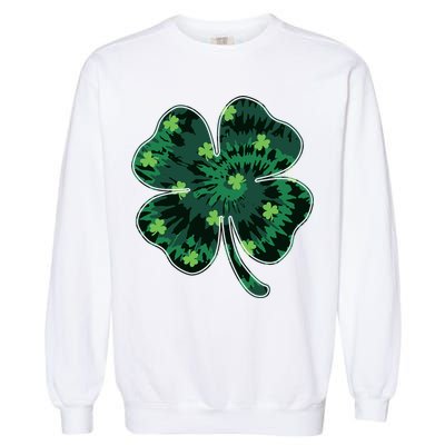 Cute St Patricks Day Tie Dye Shamrock Clover Garment-Dyed Sweatshirt