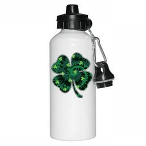 Cute St Patricks Day Tie Dye Shamrock Clover Aluminum Water Bottle