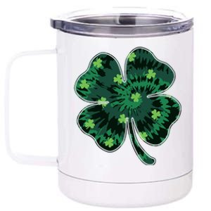 Cute St Patricks Day Tie Dye Shamrock Clover 12 oz Stainless Steel Tumbler Cup