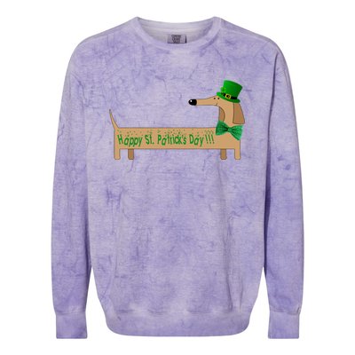 Cute Saint Patrick's Dachshund Doxie Wiener Dog Lover Colorblast Crewneck Sweatshirt