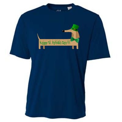 Cute Saint Patrick's Dachshund Doxie Wiener Dog Lover Cooling Performance Crew T-Shirt