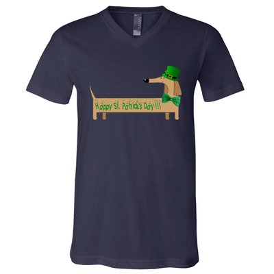 Cute Saint Patrick's Dachshund Doxie Wiener Dog Lover V-Neck T-Shirt