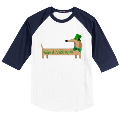 Cute Saint Patrick's Dachshund Doxie Wiener Dog Lover Baseball Sleeve Shirt