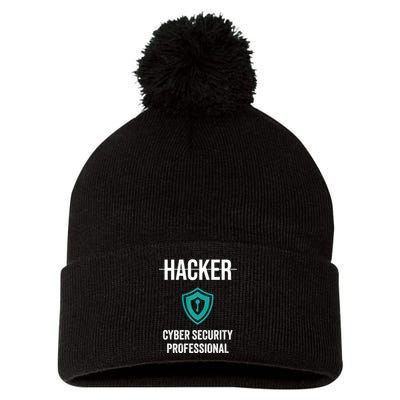 Cyber Security Professional Protection White Hat Hackers Pom Pom 12in Knit Beanie