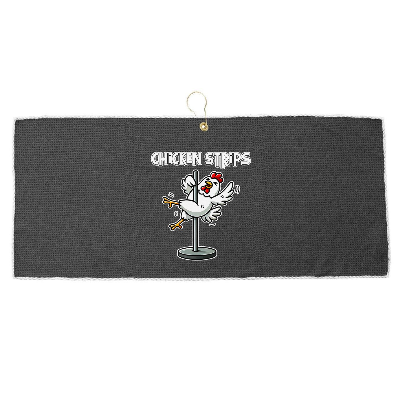 Chicken Strips Pun Funny Sarcastic Life Quotes Jokes Humor Large Microfiber Waffle Golf Towel