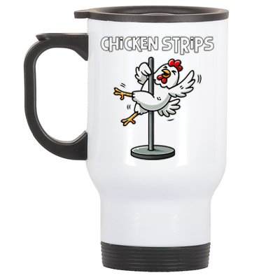 Chicken Strips Pun Funny Sarcastic Life Quotes Jokes Humor Stainless Steel Travel Mug