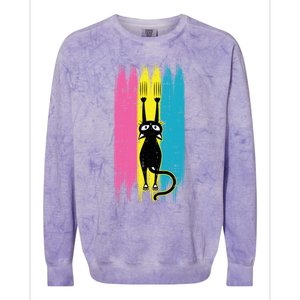 Cat Scratching Pansexual Pride Kitten Kitty Lgbtq Ally Gift Colorblast Crewneck Sweatshirt