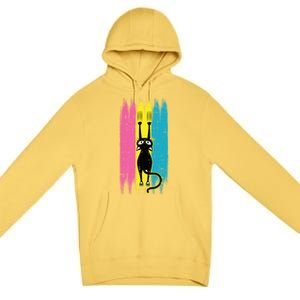 Cat Scratching Pansexual Pride Kitten Kitty Lgbtq Ally Gift Premium Pullover Hoodie