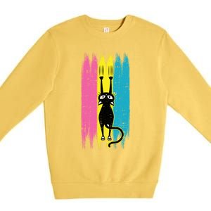 Cat Scratching Pansexual Pride Kitten Kitty Lgbtq Ally Gift Premium Crewneck Sweatshirt