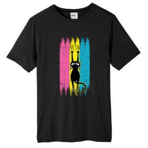 Cat Scratching Pansexual Pride Kitten Kitty Lgbtq Ally Gift Tall Fusion ChromaSoft Performance T-Shirt