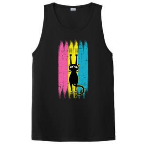 Cat Scratching Pansexual Pride Kitten Kitty Lgbtq Ally Gift PosiCharge Competitor Tank