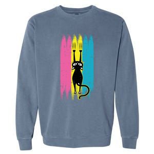 Cat Scratching Pansexual Pride Kitten Kitty Lgbtq Ally Gift Garment-Dyed Sweatshirt