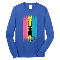 Cat Scratching Pansexual Pride Kitten Kitty Lgbtq Ally Gift Long Sleeve Shirt