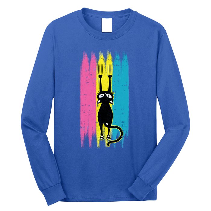 Cat Scratching Pansexual Pride Kitten Kitty Lgbtq Ally Gift Long Sleeve Shirt