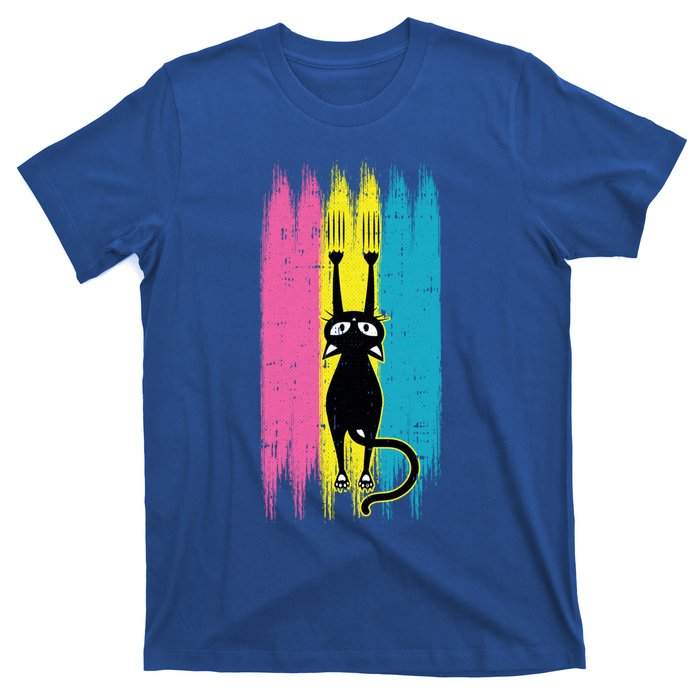 Cat Scratching Pansexual Pride Kitten Kitty Lgbtq Ally Gift T-Shirt