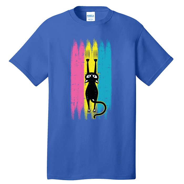 Cat Scratching Pansexual Pride Kitten Kitty Lgbtq Ally Gift Tall T-Shirt