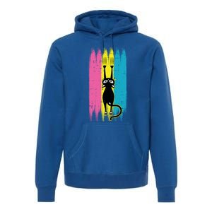 Cat Scratching Pansexual Pride Kitten Kitty Lgbtq Ally Gift Premium Hoodie