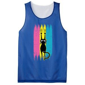 Cat Scratching Pansexual Pride Kitten Kitty Lgbtq Ally Gift Mesh Reversible Basketball Jersey Tank