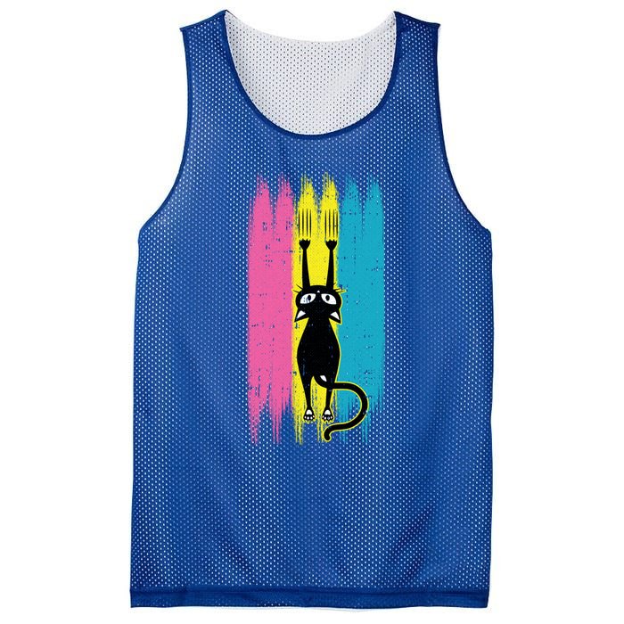 Cat Scratching Pansexual Pride Kitten Kitty Lgbtq Ally Gift Mesh Reversible Basketball Jersey Tank