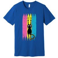 Cat Scratching Pansexual Pride Kitten Kitty Lgbtq Ally Gift Premium T-Shirt