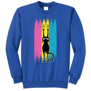 Cat Scratching Pansexual Pride Kitten Kitty Lgbtq Ally Gift Tall Sweatshirt