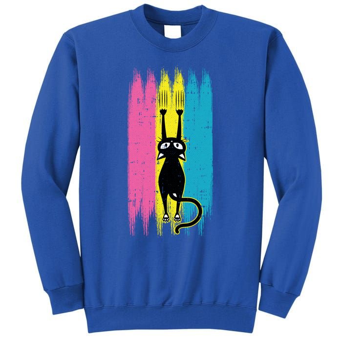 Cat Scratching Pansexual Pride Kitten Kitty Lgbtq Ally Gift Tall Sweatshirt