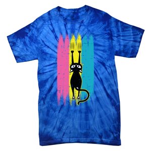 Cat Scratching Pansexual Pride Kitten Kitty Lgbtq Ally Gift Tie-Dye T-Shirt