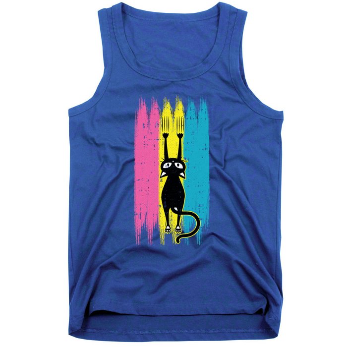 Cat Scratching Pansexual Pride Kitten Kitty Lgbtq Ally Gift Tank Top