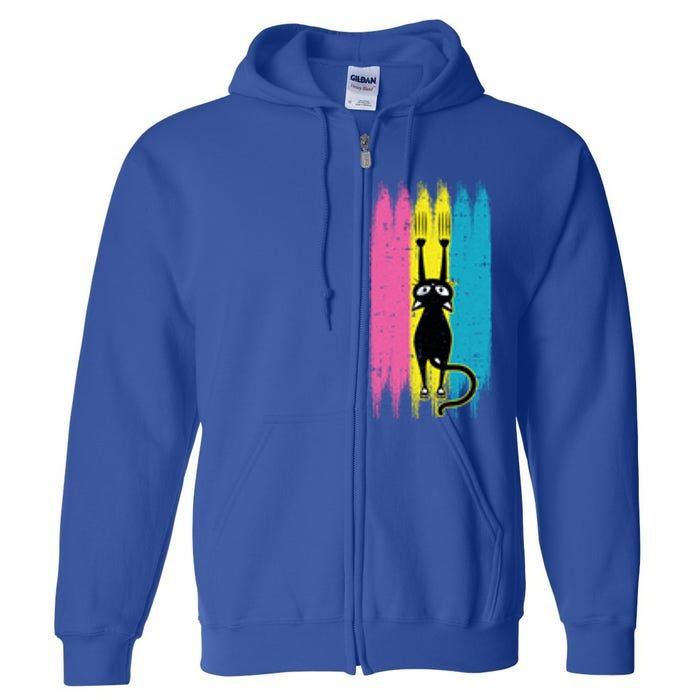 Cat Scratching Pansexual Pride Kitten Kitty Lgbtq Ally Gift Full Zip Hoodie