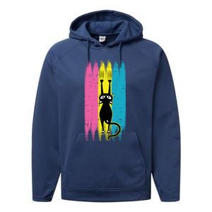 Cat Scratching Pansexual Pride Kitten Kitty Lgbtq Ally Gift Performance Fleece Hoodie