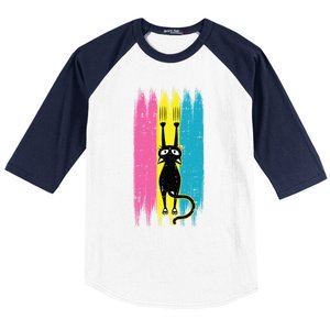 Cat Scratching Pansexual Pride Kitten Kitty Lgbtq Ally Gift Baseball Sleeve Shirt