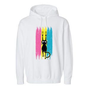 Cat Scratching Pansexual Pride Kitten Kitty Lgbtq Ally Gift Garment-Dyed Fleece Hoodie