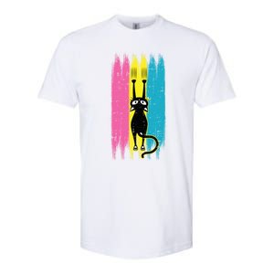 Cat Scratching Pansexual Pride Kitten Kitty Lgbtq Ally Gift Softstyle CVC T-Shirt