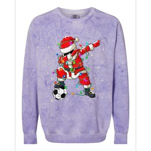 Christmas Soccer Player Sport Lover Santa Hat Xmas Pajamas (20) Colorblast Crewneck Sweatshirt