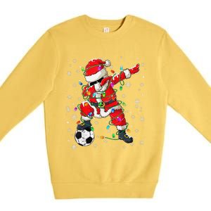 Christmas Soccer Player Sport Lover Santa Hat Xmas Pajamas (20) Premium Crewneck Sweatshirt