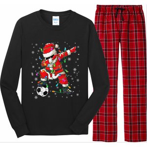 Christmas Soccer Player Sport Lover Santa Hat Xmas Pajamas (20) Long Sleeve Pajama Set