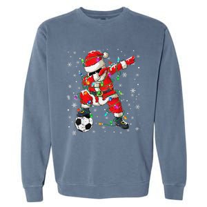 Christmas Soccer Player Sport Lover Santa Hat Xmas Pajamas (20) Garment-Dyed Sweatshirt