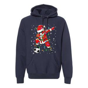 Christmas Soccer Player Sport Lover Santa Hat Xmas Pajamas (20) Premium Hoodie