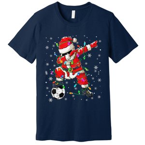 Christmas Soccer Player Sport Lover Santa Hat Xmas Pajamas (20) Premium T-Shirt