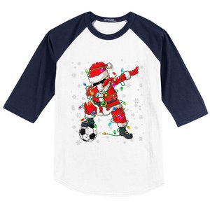 Christmas Soccer Player Sport Lover Santa Hat Xmas Pajamas (20) Baseball Sleeve Shirt