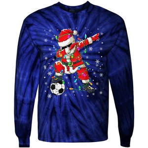 Christmas Soccer Player Sport Lover Santa Hat Xmas Pajamas (20) Tie-Dye Long Sleeve Shirt