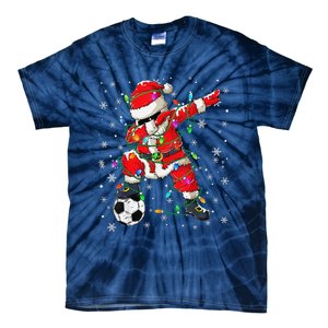 Christmas Soccer Player Sport Lover Santa Hat Xmas Pajamas (20) Tie-Dye T-Shirt