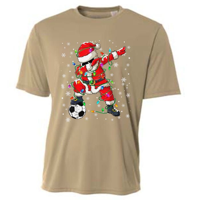 Christmas Soccer Player Sport Lover Santa Hat Xmas Pajamas (20) Cooling Performance Crew T-Shirt