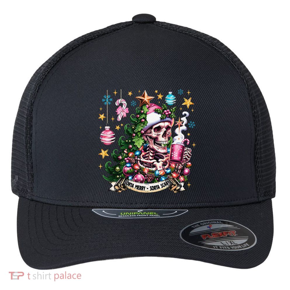 Christmas Snow Plow Clearing The Way For SantaS Snow Truck Flexfit Unipanel Trucker Cap
