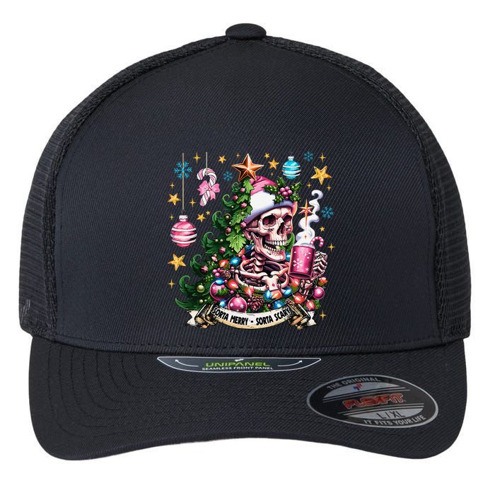 Christmas Snow Plow Clearing The Way For SantaS Snow Truck Flexfit Unipanel Trucker Cap